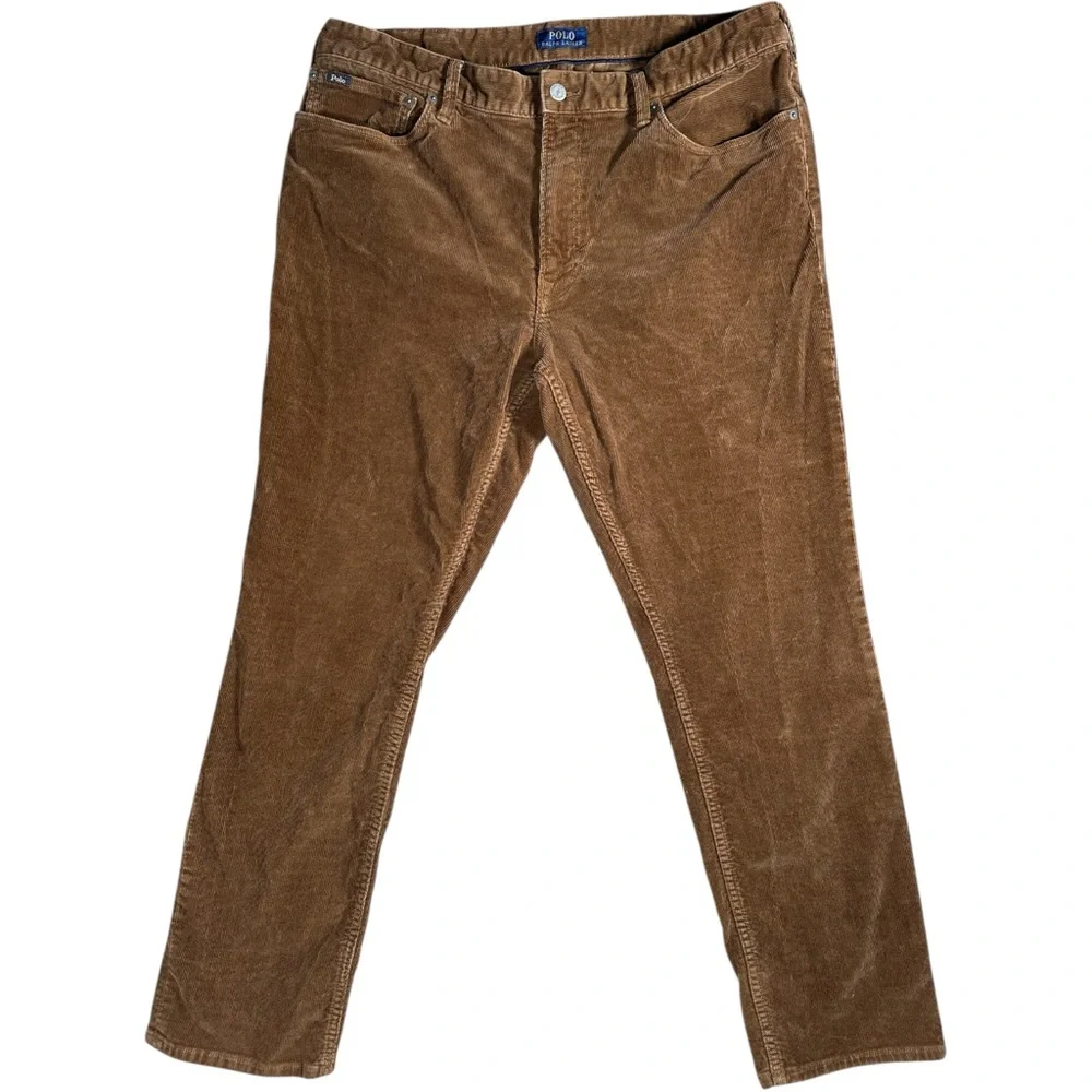 Polo Ralph Lauren THE VARICK SLIM STRAIGHT Corduroy Brown Men’s 38x32 - Picture 2 of 11